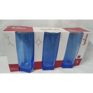 Conjunto  Copo Vidro 320 ML 3 Peças  Azul  Jacarta