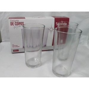 Conjunto Copo Vidro  300 ML 3 Peças Transparente  Mumbai