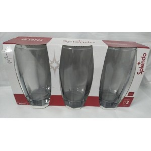 Conjunto  Copo  Vidro  370 ML 3 Peças Cinza  Manila