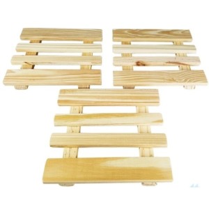 Jogo Descanso de Panela 3 Peças Fixa Madeira