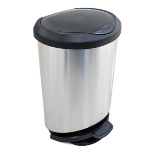 Lixeira  Com  Pedal e  Borda   45 Litros  Label  Inox