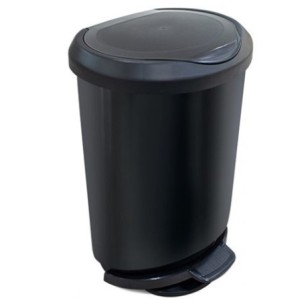 Lixeira  Com  Pedal e  Borda   45 Litros  Preta