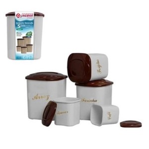 Conjunto  Mantimento  Quadrado  Decorado  5 Peças