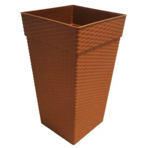 Vaso  Quadrado  Coluna  Rattan  Médio   Ceramico  17,5 Litros