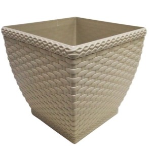 Vaso  Cachepo   Rattan   M2 Quadrado  Palha