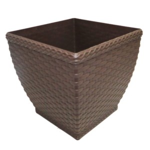 Vaso  Cachepo  Rattan  Mini  Quadrado Coffee
