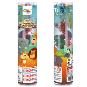 Kit  Animais  Da Floresta Com 11 Peças no Tubo