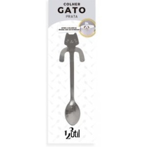 Colher  Gato  - Prata - 3,2X11,8X1,8CM - Aço  Inox