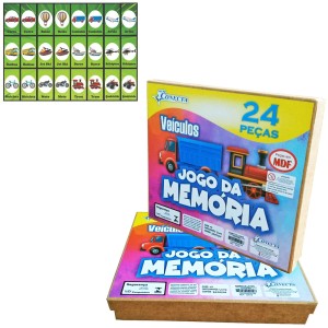 Jogo  Da  Memória  Com  24 Peças  Veiculos  Mdf