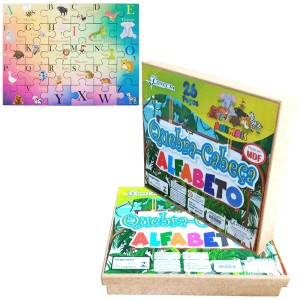 Quebra  Cabeça  Com 26 Peças  Alfabeto  Mdf