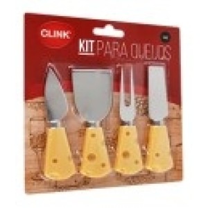 Conjunto Facas  Queijo 4  Peças Inox  Plastico 12 Cm