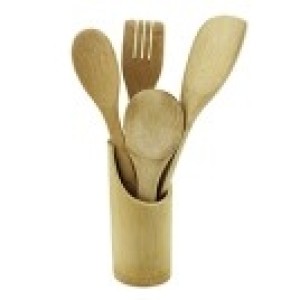 Kit  Bambu  Com Suporte  5 Peças