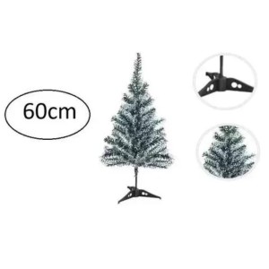 Árvore De Natal   Verde  Musgo  Ponta Branca  60 Cm 50 Galhos