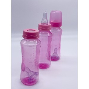 Mamadeira   Relevo  Color Rosa 240ML  Bico  Pvc   Com  6 Unidades