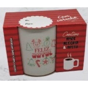 Caneca Decorada de Natal  Com Caixa  Popular 280 Ml