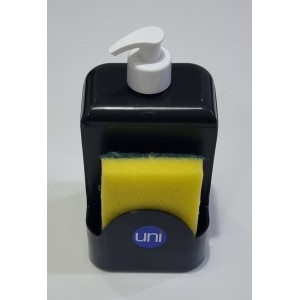 Dispenser  Porta  Detergente 570 Ml  Classic  Preto  Com  Esponja