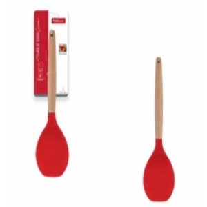 Colher de Servir  Silicone Cabo Madeira Vermelho Pop