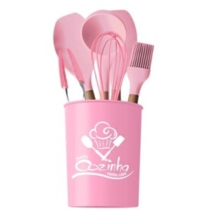 Jogo  De  Cozinha 7 Peças  Silicone -Rosa