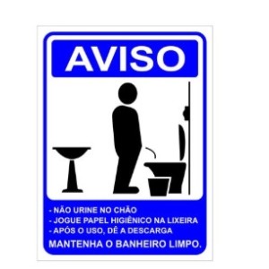 Placa Mantenha Limpo  Masculino 15 x 20 cm