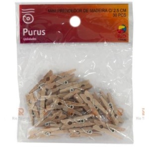Mini Prendedor  De Madeira   2,5 Cm  Com  30 Unidades