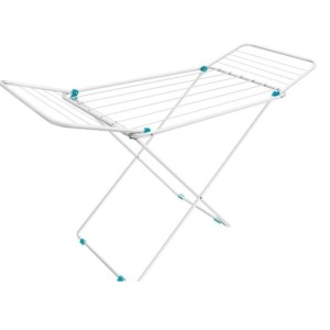 Varal  De  Chão  Lugano  - Aço - Branco- Com  Abas