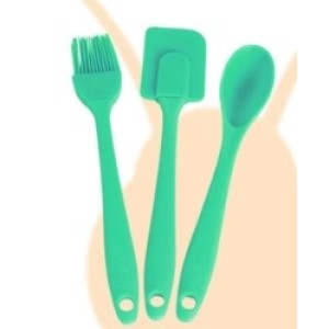Kit  Cozinha  3 Peças   Silicone  Com   Cabo  Plastico