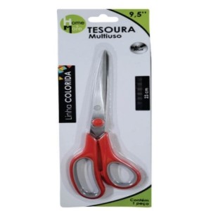 Tesoura  De  Metal  Com Ponta  Fina e  Cabo  Plastico Linha  9,5
