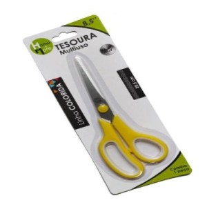 Tesoura  De  Metal  Com Ponta  Fina  e  Cabo  Plastico  Linha  Colorida   8,5 `´