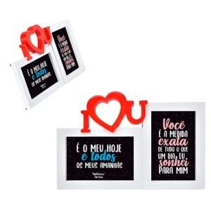 Porta Retrato  Plastico 10 x  15 Cm  I Love You Duplo