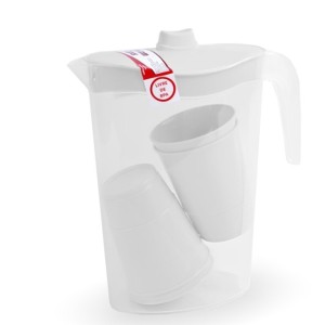 Kit  Jarra  Com 4 Copos  Branca