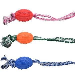 Mordedor  Em Plastico  Para  Pets - Bolinha Com Corda