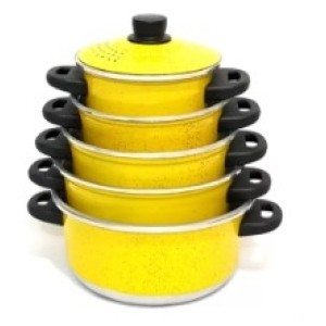 Jogo de Panelas Com 5 Peças Amarela