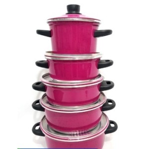 Jogo de Panela Aluminio Rosa Pink Com 5 Peças