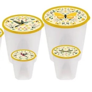 Conjunto Potes Mantimento  Redondo  5 Peças  600 /970/1600/3200/5100ML Decorado