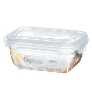 Pote  Retangular  Fliplock  400 Ml