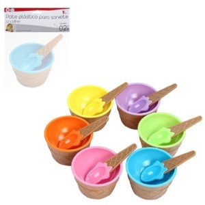 Pote De Plastico Para Sorvete Com Colher 2 Peças