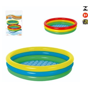 Piscina Infantil 3 Aneis  Fundo  Inflavél 126 Litros