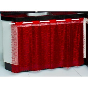 Cortina Para  Pia de Cozinha  Vermelha