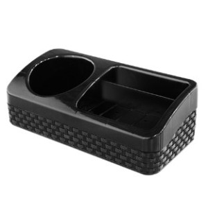 Porta  Detergente Esponja  e  Sabão  Rattan  Preto  Com Base