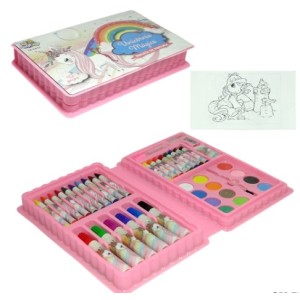 Kit  Para  Uso  Escolar  Maleta  Colorida  Com  42 Peças