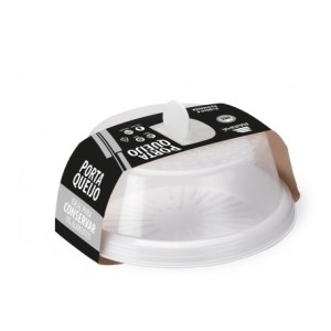 Porta  Queijo Luva  Transparente Com  Prato  Colorido