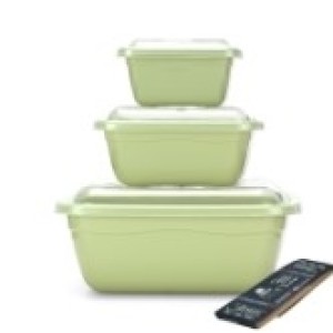 Conjunto  3  Potes  Quadrado 240/500/1,5 Litros  Colorido Com  Tampa Transparente Plastificado