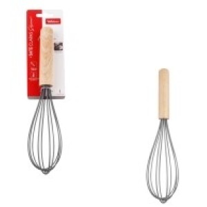 Batedor de Ovos  Silicone Cabo Madeira Grafite  26 Cm