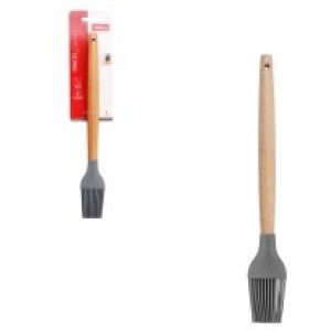 Pincel  De  Silicone Com Cabo  Madeira  Grafite  27 Cm