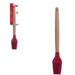 Pincel  De  Silicone Com Cabo  Madeira  Vermelho Scarlet   27 Cm