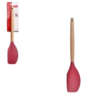 Espatula  Raspadora Silicone  Cabo Madeira Vermelho Scarlet  31 Cm