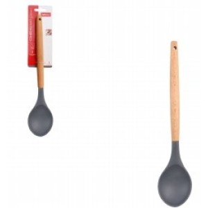 Colher  Silicone  Cabo  Madeira  Grafite  31CM