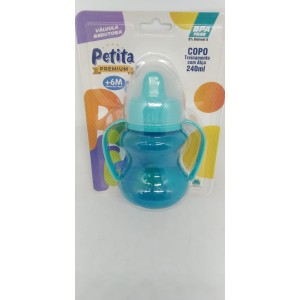 Copo  Relevo  Com  Valvula +Alça  Color  Translucido Azul 240 Ml