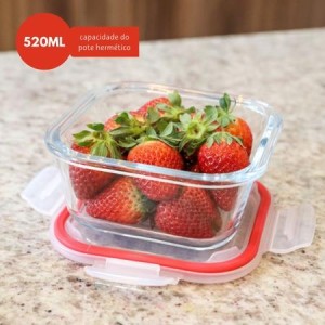 Pote Hermetico de Vidro Quadrado 525 ML