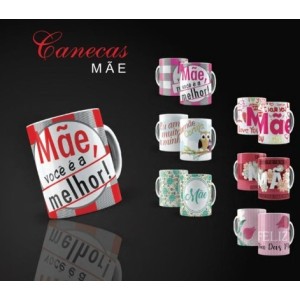 Caneca  Plasticas 350 Ml Mãe Sortidas